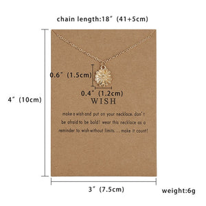 Fashion Tiny Dainty Flower Heart Pendant Necklace Wish Card Gold Charm Necklace Jewelry For Women Accessories Girlfriend Gifts