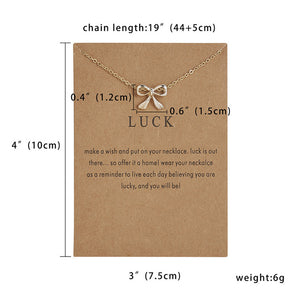 Fashion Tiny Dainty Flower Heart Pendant Necklace Wish Card Gold Charm Necklace Jewelry For Women Accessories Girlfriend Gifts