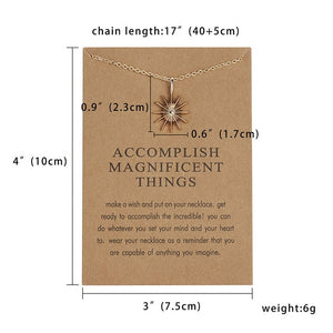 Fashion Tiny Dainty Flower Heart Pendant Necklace Wish Card Gold Charm Necklace Jewelry For Women Accessories Girlfriend Gifts