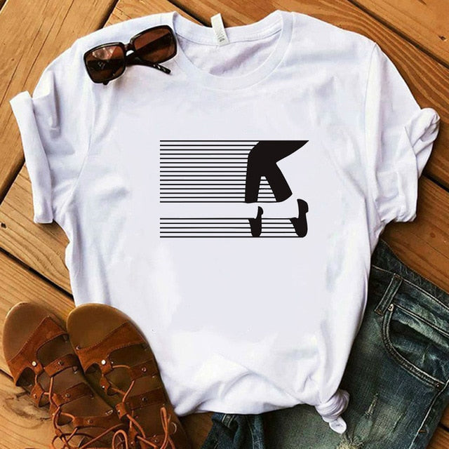 Fashion Ladies Michael Jackson Moonwalker T Shirt King Of Pop Music Graphic Art DarinaIrina handmade print White Women Tshirt