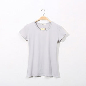 Summer Basic T-Shirt Women Solid Color T Shirt Short Sleeve O-Neck Casual Slim Tee Shirt Camiseta Feminina Black White