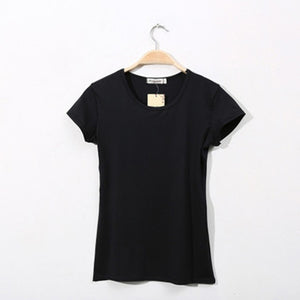 Summer Basic T-Shirt Women Solid Color T Shirt Short Sleeve O-Neck Casual Slim Tee Shirt Camiseta Feminina Black White