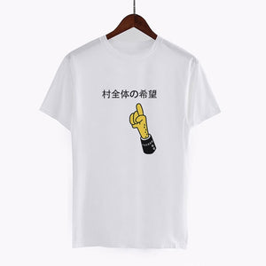 Summer Women Tops Korean Style Kpop Finger Heart Print O-neck Short Sleeve Ulzzang Tees Harajuku Fashion T Shirt Couple Clothes