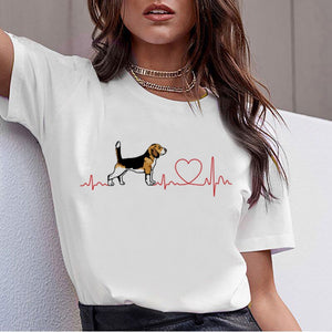 Bull Terrier Rottweiler Kawaii T Shirt Women Beagle Border Collie Malinois Funny T-shirt Cute Whippet Greyhound Tshirt Female