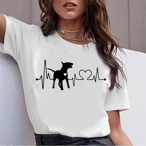 Bull Terrier Rottweiler Kawaii T Shirt Women Beagle Border Collie Malinois Funny T-shirt Cute Whippet Greyhound Tshirt Female