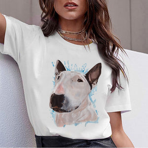 Bull Terrier Rottweiler Kawaii T Shirt Women Beagle Border Collie Malinois Funny T-shirt Cute Whippet Greyhound Tshirt Female