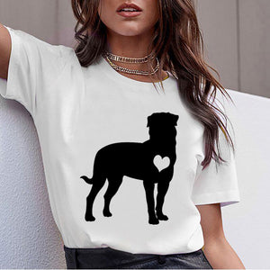 Bull Terrier Rottweiler Kawaii T Shirt Women Beagle Border Collie Malinois Funny T-shirt Cute Whippet Greyhound Tshirt Female