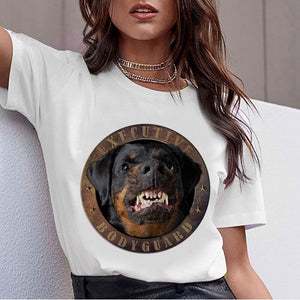 Bull Terrier Rottweiler Kawaii T Shirt Women Beagle Border Collie Malinois Funny T-shirt Cute Whippet Greyhound Tshirt Female