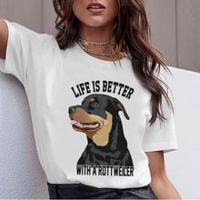 Load image into Gallery viewer, Bull Terrier Rottweiler Kawaii T Shirt Women Beagle Border Collie Malinois Funny T-shirt Cute Whippet Greyhound Tshirt Female