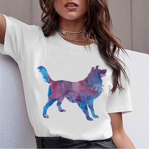 Bull Terrier Rottweiler Kawaii T Shirt Women Beagle Border Collie Malinois Funny T-shirt Cute Whippet Greyhound Tshirt Female