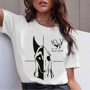 Bull Terrier Rottweiler Kawaii T Shirt Women Beagle Border Collie Malinois Funny T-shirt Cute Whippet Greyhound Tshirt Female