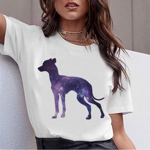 Bull Terrier Rottweiler Kawaii T Shirt Women Beagle Border Collie Malinois Funny T-shirt Cute Whippet Greyhound Tshirt Female