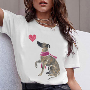 Bull Terrier Rottweiler Kawaii T Shirt Women Beagle Border Collie Malinois Funny T-shirt Cute Whippet Greyhound Tshirt Female