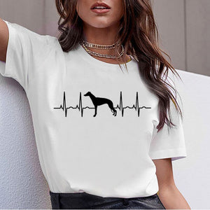 Bull Terrier Rottweiler Kawaii T Shirt Women Beagle Border Collie Malinois Funny T-shirt Cute Whippet Greyhound Tshirt Female