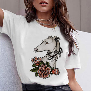 Bull Terrier Rottweiler Kawaii T Shirt Women Beagle Border Collie Malinois Funny T-shirt Cute Whippet Greyhound Tshirt Female