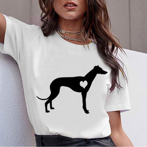 Bull Terrier Rottweiler Kawaii T Shirt Women Beagle Border Collie Malinois Funny T-shirt Cute Whippet Greyhound Tshirt Female