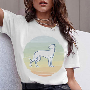 Bull Terrier Rottweiler Kawaii T Shirt Women Beagle Border Collie Malinois Funny T-shirt Cute Whippet Greyhound Tshirt Female