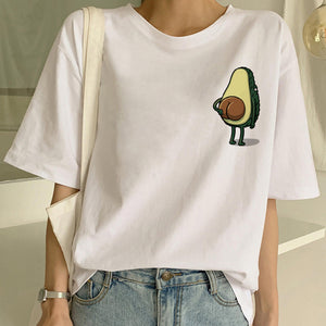 Cartoon Avocado Vegan Short Sleeve Cute T-shirt