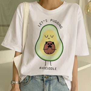 Cartoon Avocado Vegan Short Sleeve Cute T-shirt