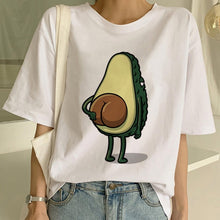 Load image into Gallery viewer, Cartoon Avocado Vegan Short Sleeve Cute T-shirt