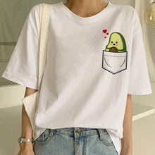 Load image into Gallery viewer, Cartoon Avocado Vegan Short Sleeve Cute T-shirt