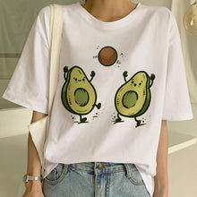 Load image into Gallery viewer, Cartoon Avocado Vegan Short Sleeve Cute T-shirt