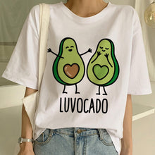 Load image into Gallery viewer, Cartoon Avocado Vegan Short Sleeve Cute T-shirt