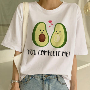 Cartoon Avocado Vegan Short Sleeve Cute T-shirt