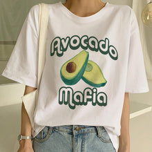 Load image into Gallery viewer, Cartoon Avocado Vegan Short Sleeve Cute T-shirt