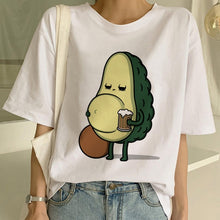 Load image into Gallery viewer, Cartoon Avocado Vegan Short Sleeve Cute T-shirt