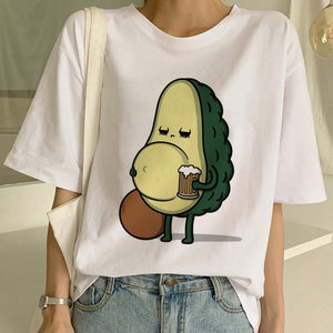 Cartoon Avocado Vegan Short Sleeve Cute T-shirt