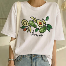 Load image into Gallery viewer, Cartoon Avocado Vegan Short Sleeve Cute T-shirt