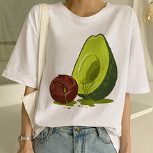 Load image into Gallery viewer, Cartoon Avocado Vegan Short Sleeve Cute T-shirt