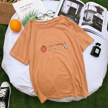 Load image into Gallery viewer, Women Strawberry Print T Shirts Summer Short Sleeve Tops Ladies Casual Streetwear Harajuku Tumblr Kawaii Cartoon Tee Shirt Femme