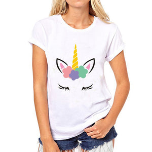 Showtly    Cute unicorn women's t shirt casual  super soft  o neck tee tops