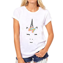 Load image into Gallery viewer, Showtly    Cute unicorn women&#39;s t shirt casual  super soft  o neck tee tops