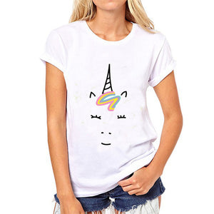 Showtly    Cute unicorn women's t shirt casual  super soft  o neck tee tops