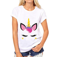 Load image into Gallery viewer, Showtly    Cute unicorn women&#39;s t shirt casual  super soft  o neck tee tops