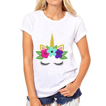 Load image into Gallery viewer, Showtly    Cute unicorn women&#39;s t shirt casual  super soft  o neck tee tops