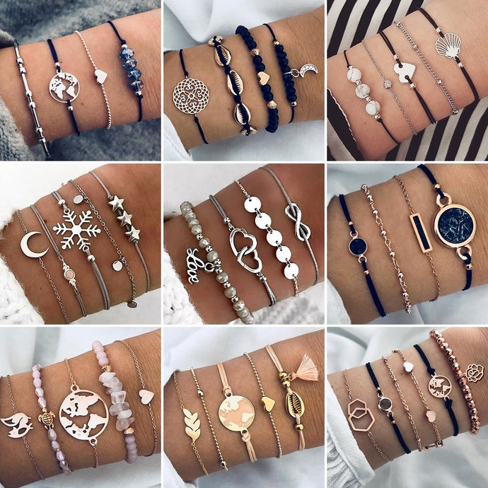 2019 Bohemian Bracelets & Bangles Set Vintage Bead Boho Charm Bracelet For Women