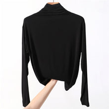 Load image into Gallery viewer, 100% cotton long sleeve Solid Turtleneck t-shirt women high stretch slim tops spring autumn skinny Basic Bottoming tshirt tight